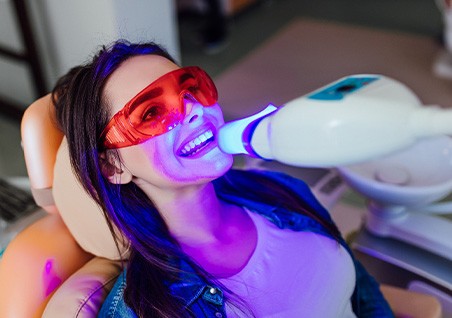 Patient getting in-office teeth whitening