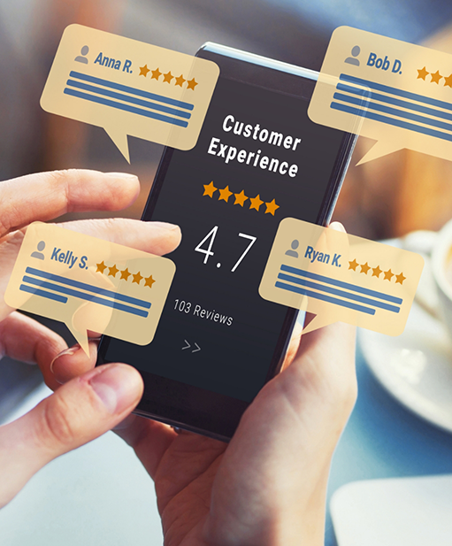 Person reading reviews on their phone